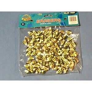 Bulk Pack Yellow, black and white bee erasers. Fun for any event! 144pcs